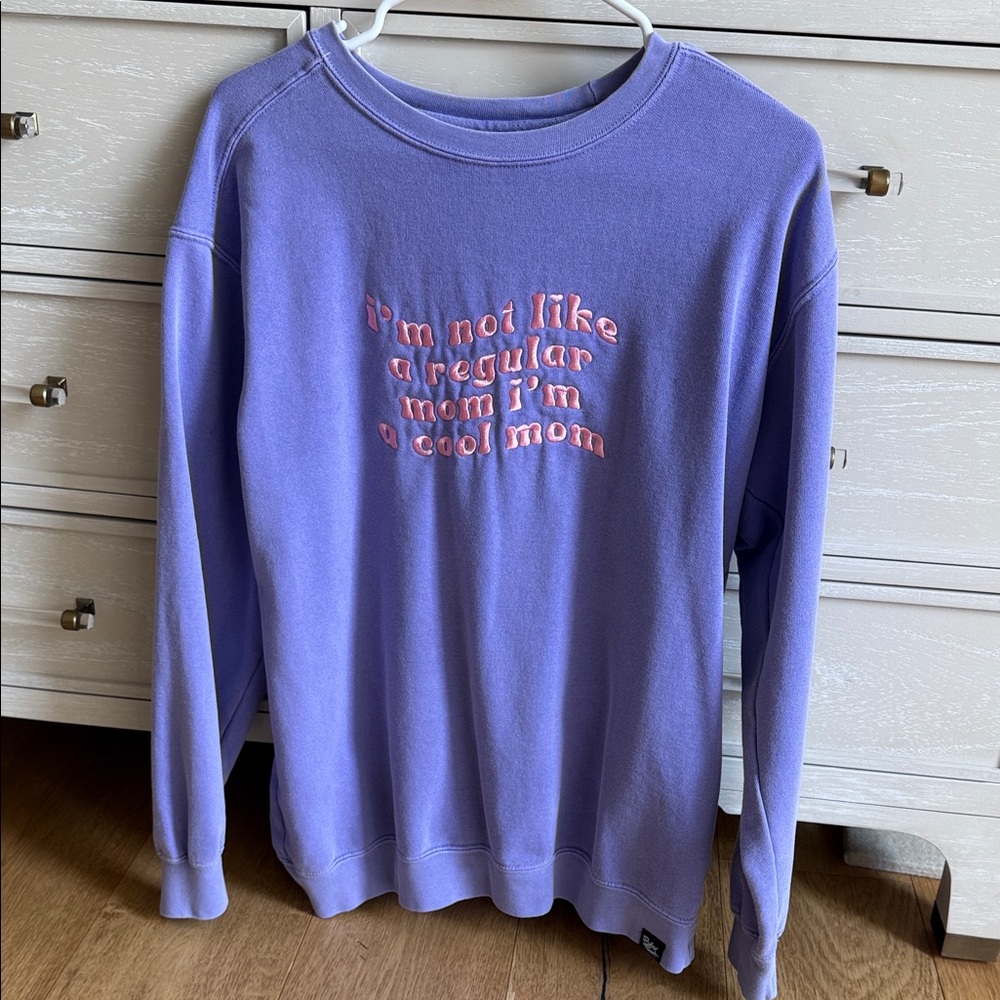 Purple Sweatshirt with Pink Text